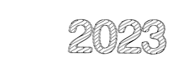 year 2023. 3D illustration numbers isolated white background