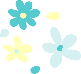 Set of simply flowers in clear background. Flowers PNG.Pastel color,vector.