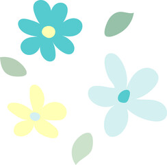 Set of simply flowers in clear background. Flowers PNG.Pastel color,vector.