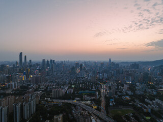 Naklejka na ściany i meble Beautiful aerial view of CBD in Guangzhou