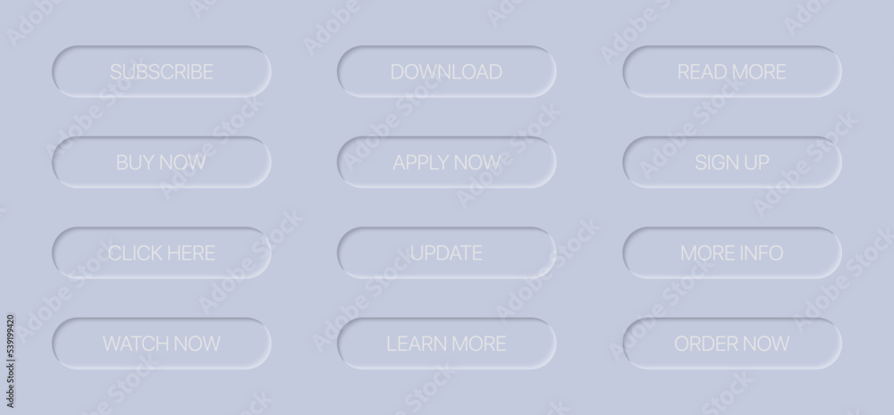 Poster Minimalistic web buttons collection with shadow. Vector illustration