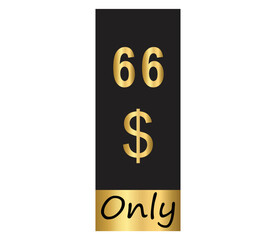 $ Dollar Only Coupon sign or Label or discount voucher Money Saving label, stamp Vector Illustration with fantastic gold font on black background