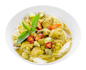 Thai rice noodle chicken with chicken isolated and save as to PNG file