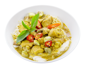 Thai rice noodle chicken with chicken isolated and save as to PNG file