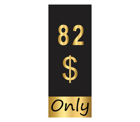$ Dollar Only Coupon sign or Label or discount voucher Money Saving label, stamp Vector Illustration with fantastic gold font on black background