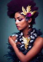 Porträt eines Fantasy-Ebenholzmädchens. Modische gemalte Frau. Kreatives schönes Mädchen. © designprojects