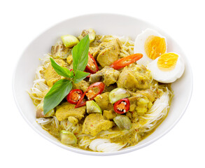 Thai rice noodle chicken with chicken isolated and save as to PNG file