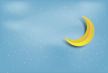 Plakat Moon and Star. Background sky and Digital craft Style.