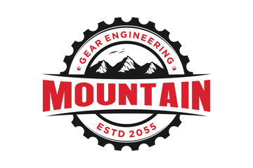 Mountain gear logo design emblem badge icon symbol adventure hiking outdoor