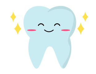 笑顔な健康な歯。かわいい。ピカピカ。ベクターイラスト