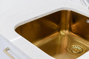 new copper gold sink in kitchen counter