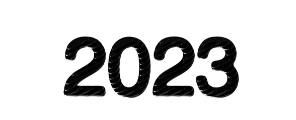 year 2023. 3D illustration numbers isolated white background