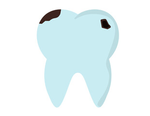 虫歯の歯。虫歯菌、歯周病、不健康な歯。ベクターイラスト