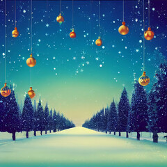 Fototapeta premium landscape with christmas tree
