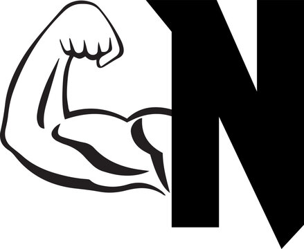 Letter N Logo With muscular shape. Fitness Gym logo.