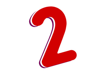 Number 2 or Two on White Background. Isolated Easy to Cut.