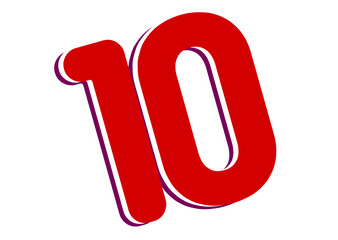 Numbers 10 on White Background. Isolated Easy to Cut.