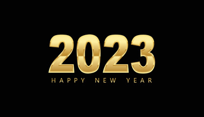 2023 Happy new year, Numbers Design, luxury gold style, Vector illustration