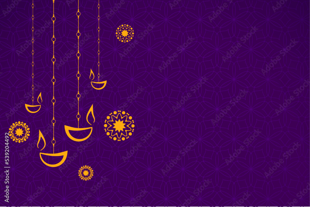 Canvas Prints minimal diwali background with hanging diya and text space vector