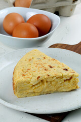 Portion of potato omelette