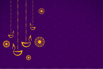 minimal diwali background with hanging diya and text space vector