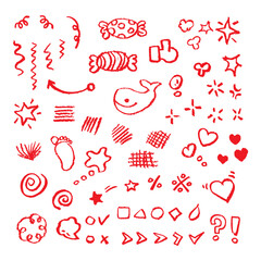 빨간 색연필 손그림 라인 일러스트-01