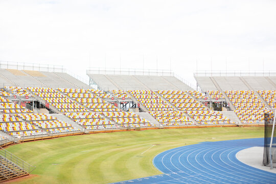stadium seating and running track