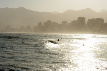 Surfers at Arpoador Beach, Brasil