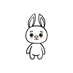cute cartoon bunny on white background.Rabbit in doodle style.