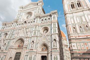 Beautiful vintage Gothic cathedral architecture in the ancient European town of Florence, Italy