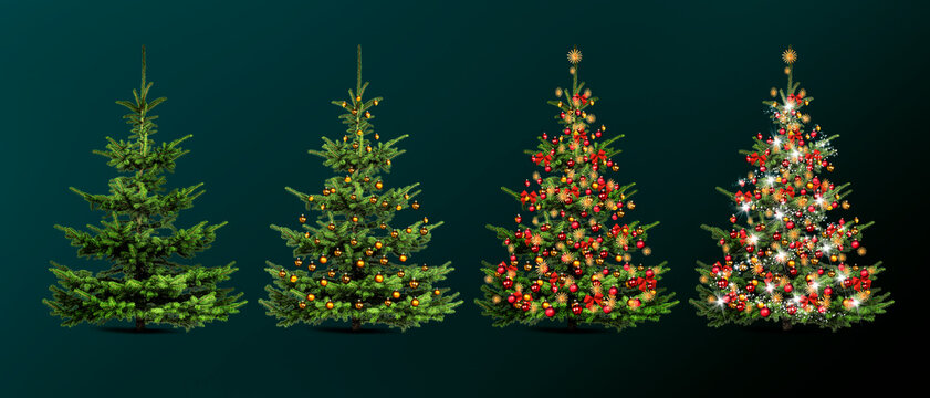 Freigesteller Weihnachtsbaum mit Weihnachtsschmuck