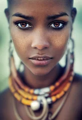 Porträt eines Fantasy-Ebenholzmädchens. Modische gemalte Frau. Kreatives schönes Mädchen. © designprojects