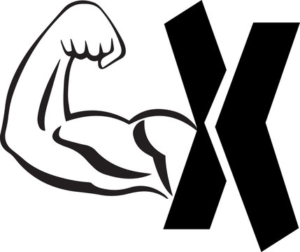 Letter X Logo With muscular shape. Fitness Gym logo.