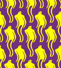 Ghost man Pattern seamless. human phantom Background. Spook Kids fabric ornament