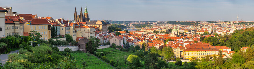 Fototapeta premium Prague Czechia Czech Republic, panorama city skyline at city center and Prague Castle
