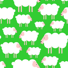 Sheep Pattern seamless. Lamb Background. Kids fabric ornament