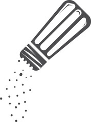 Pouring salt icon. Spice seasoning black symbol