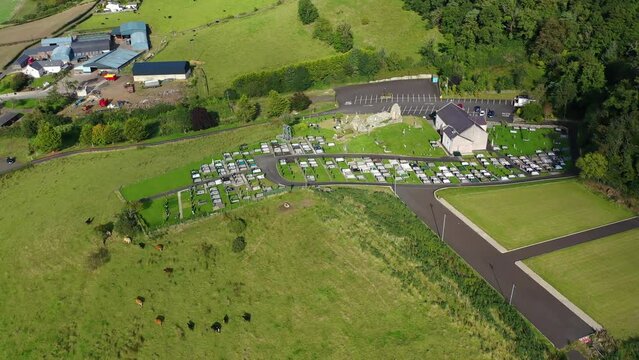 Aerial view of St. Aidans yt Magilligan in Northern Ireland, UK