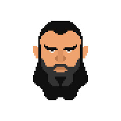 Brutal face man Pixel art gigachad. 8 bit Vector illustration