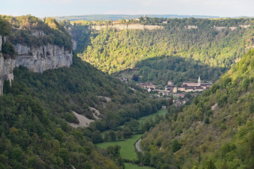 Fototapeta na wymiar Panoramic view of a deep valley in eastern France