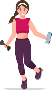 Young girl doing in for sport training online, healthy lifestyle concept