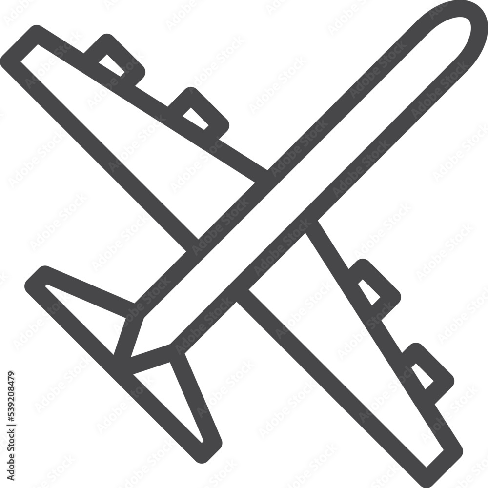 Poster Flying airplane icon. Black line plane symbol