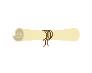 Scroll old Pixel art. 8 bit paper roll. pixelated Vector illustration
