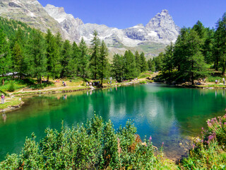 Fototapeta na wymiar Blue Lake, Aosta Valley, Italy