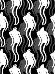 Ghost man Pattern seamless. human phantom Background. Spook Kids fabric ornament