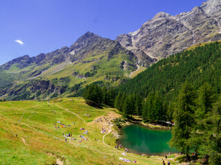 Naklejka na ściany i meble Blue Lake, Aosta Valley, Italy
