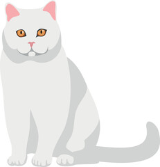 White cute kitten icon. Cartoon cat sitting