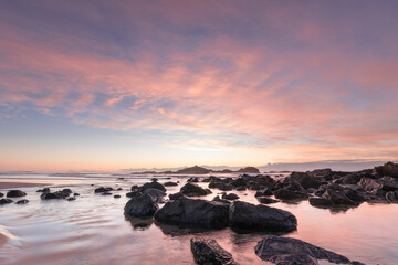 Colourful sunrise at Sawtell Beach