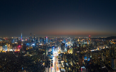 Obraz premium Aerial sunset view of Guangzhou, China. CBD landscapse