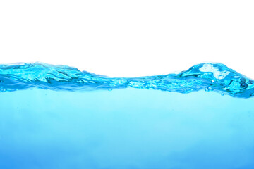 The surface of the water. White background. Close-up view.
